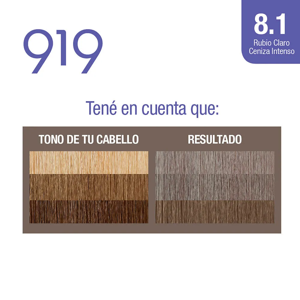 919 Kit tintura permanente 919 nº 8.1 rubio claro ceniza intenso 1 u.