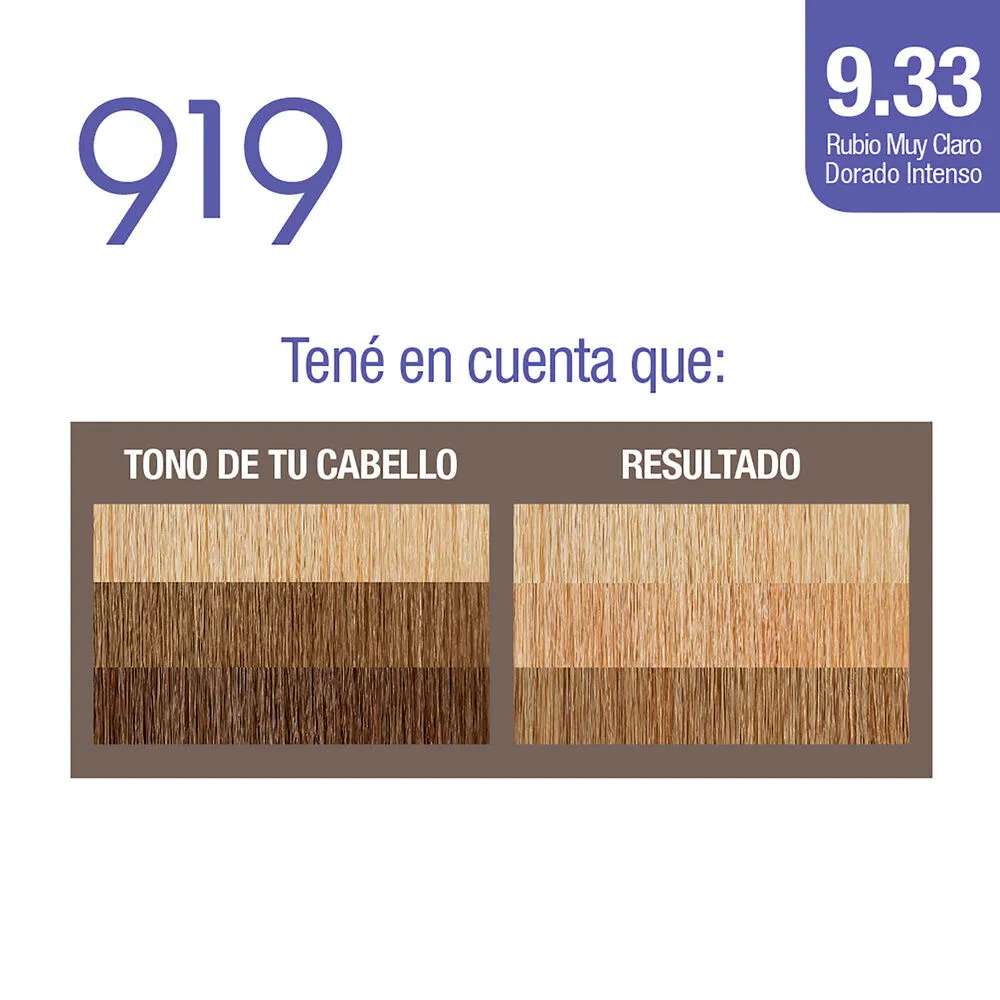 919 Kit de tintura permanente 919 nº 9.33 rubio muy claro dorado intenso 1 u.