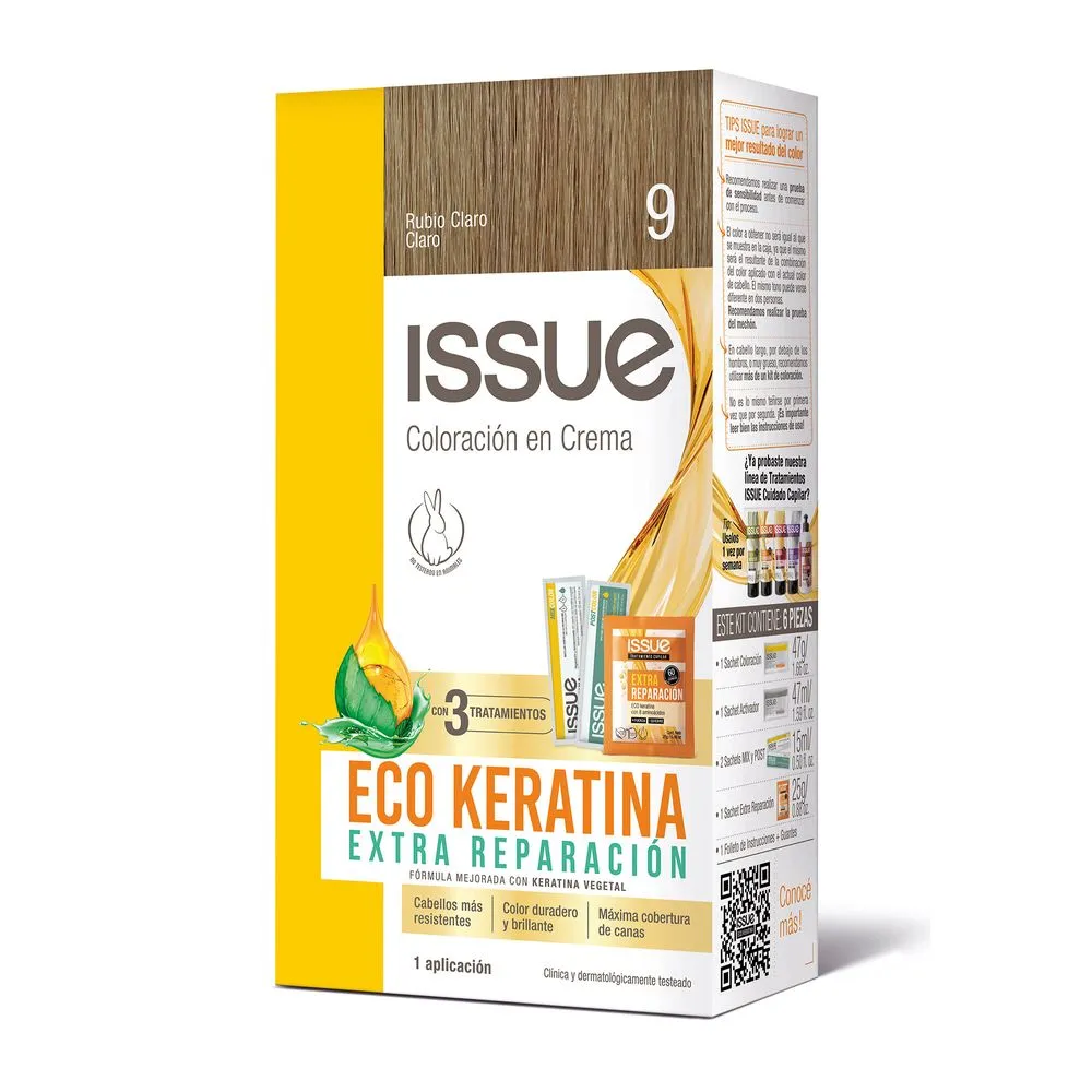 Issue Color permanente Issue 9 rubio ceniza claro eco keratina 1 uni