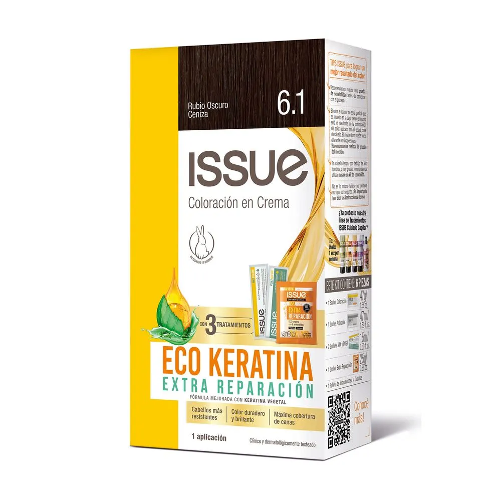 Issue Color permanente Issue 6.1 rubio oscuro ceniza eco keratina 1 uni