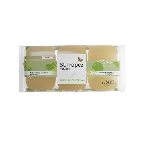 Saint Tropez Jabón de tocador ST tropez de glicerina neutro x3 90 g.