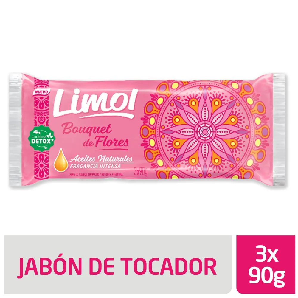 Limol Limol jabón de tocador bouquet flores Glicerina x3 90 grs