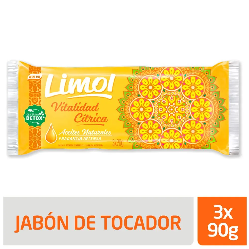 Limol Limol jabón de tocador Vitalidad Cítrica Glicerina x3 90 grs