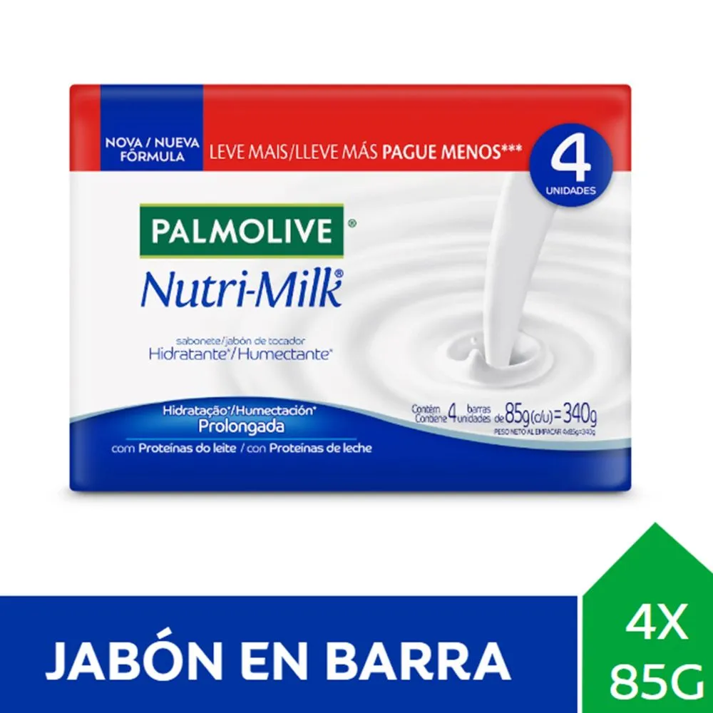 Palmolive Jabón de tocador Palmolive Nutri Milk hidratación prolongada 85 grs 4 uni