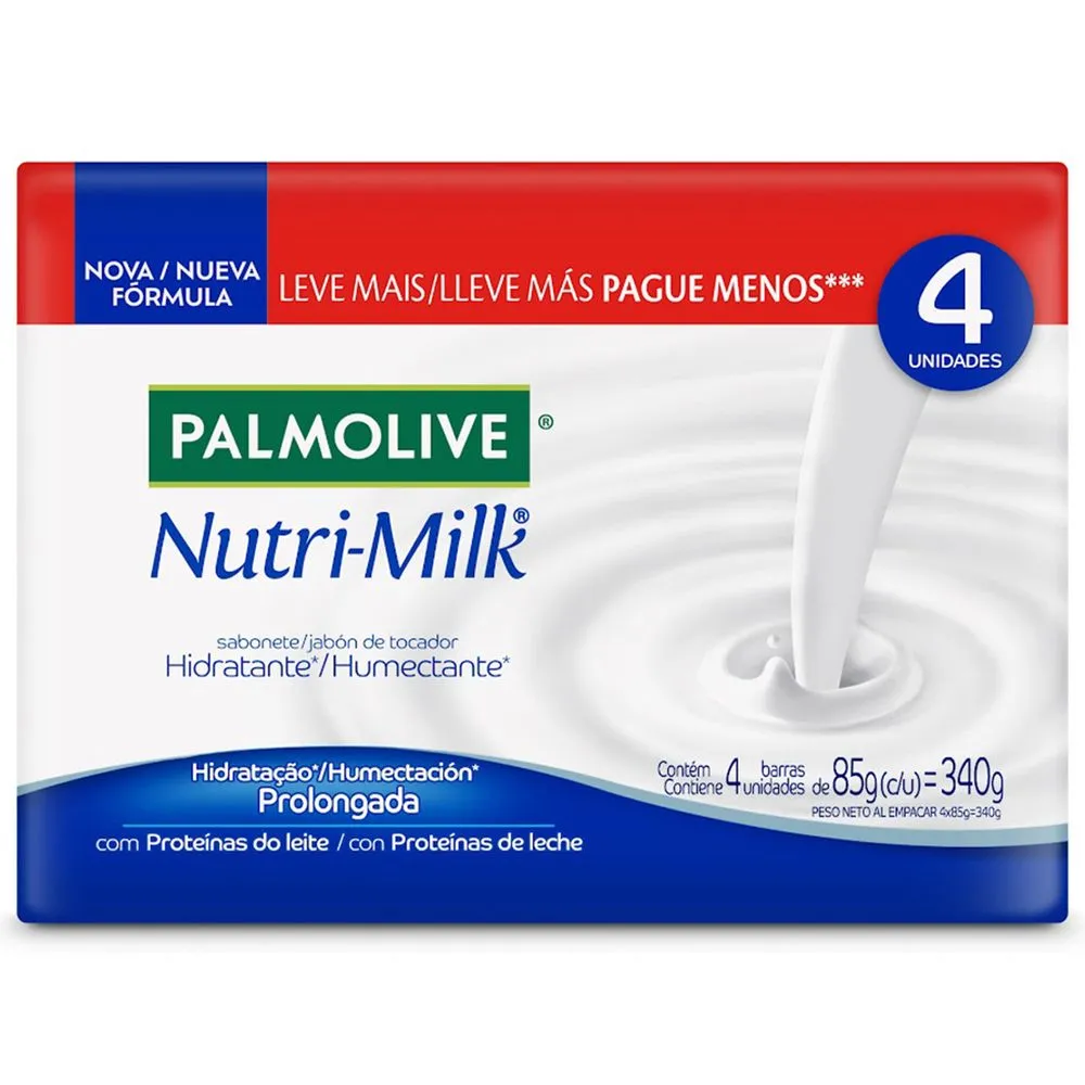 Palmolive Jabón de tocador Palmolive Nutri Milk hidratación prolongada 85 grs 4 uni