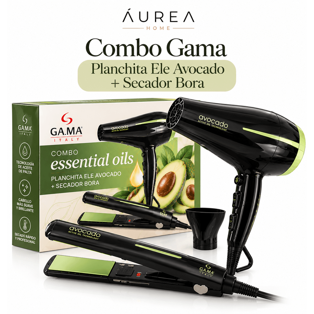 Gama Combo Gama Planchita Elegance Ele Avocado + Secador Bora