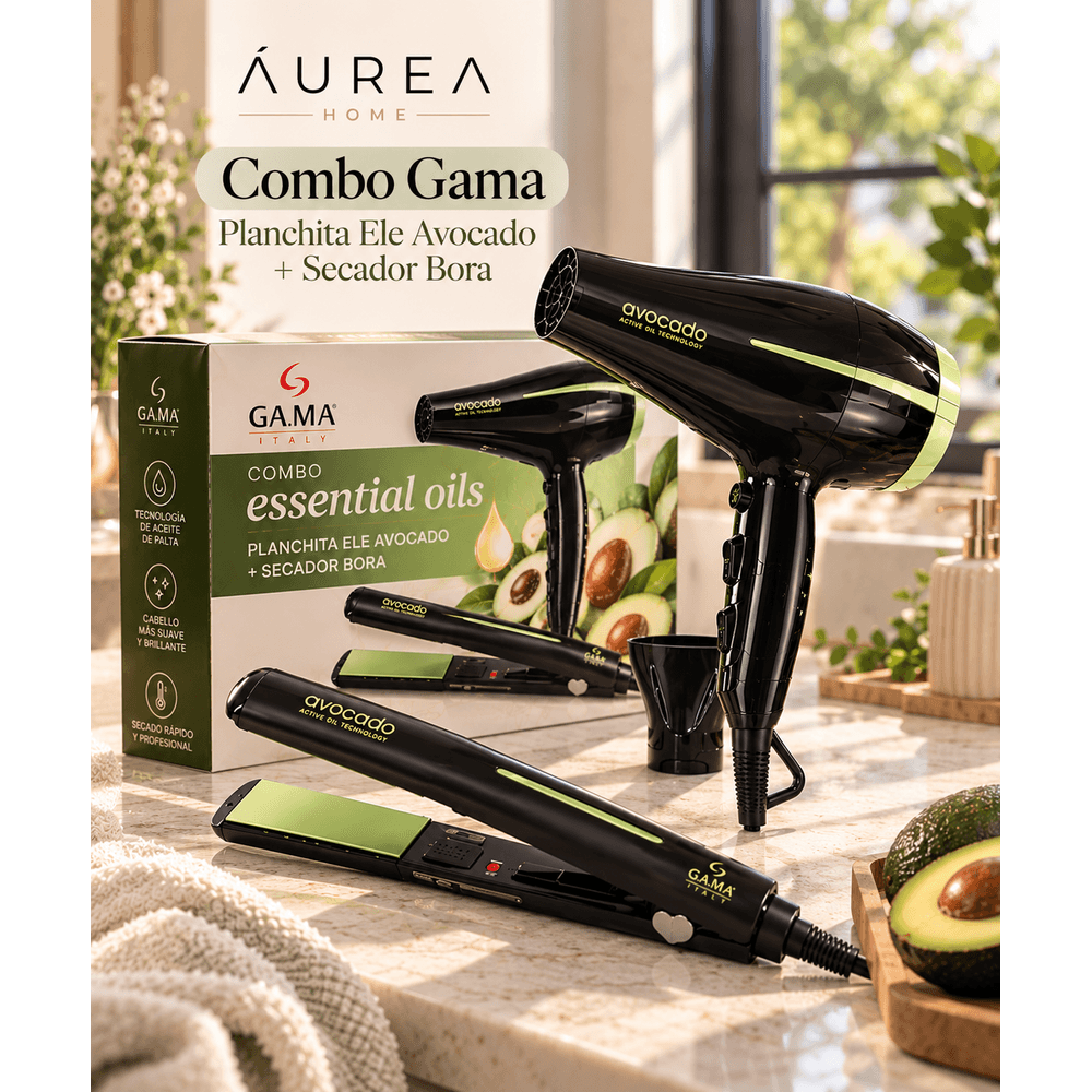 Gama Combo Gama Planchita Elegance Ele Avocado + Secador Bora