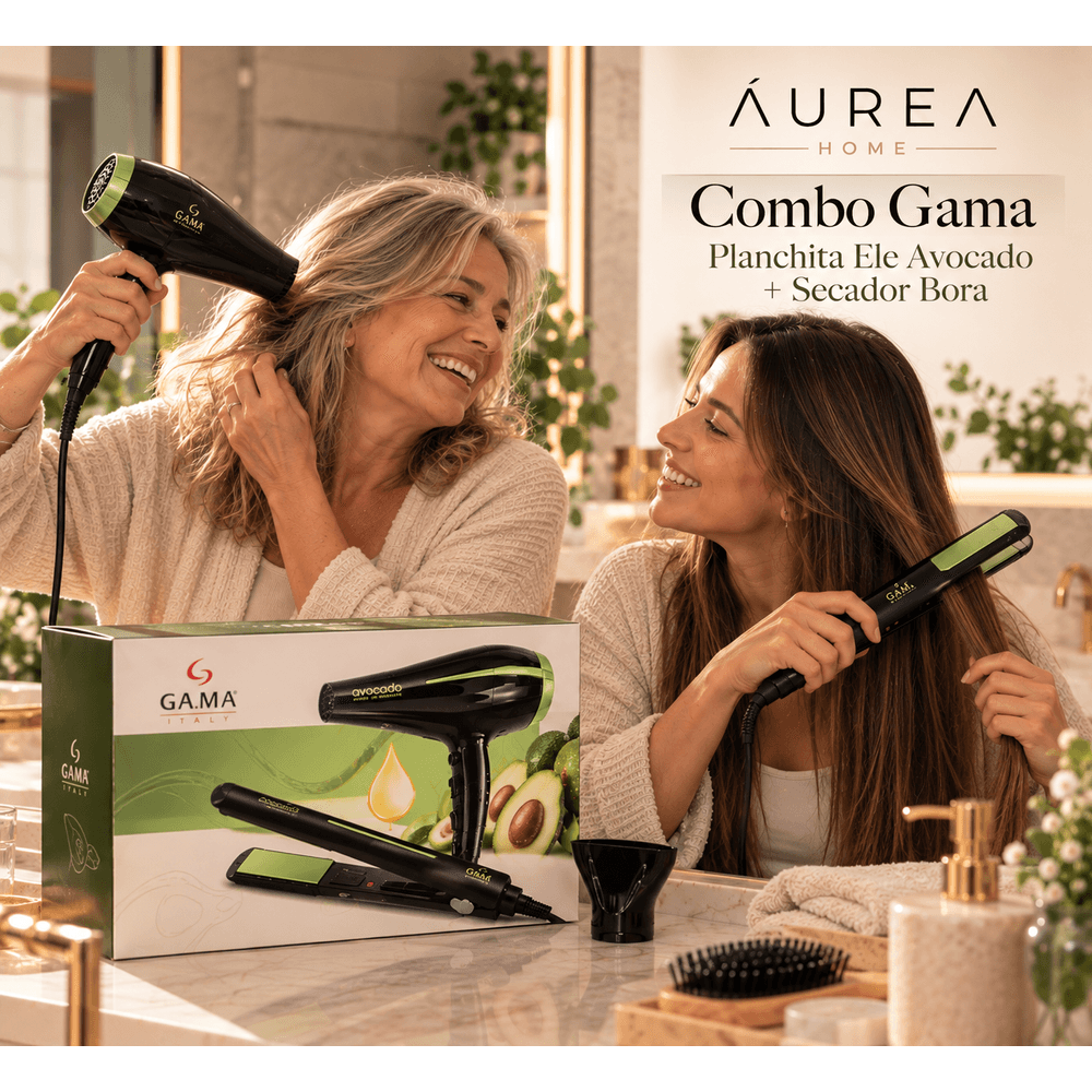 Gama Combo Gama Planchita Elegance Ele Avocado + Secador Bora