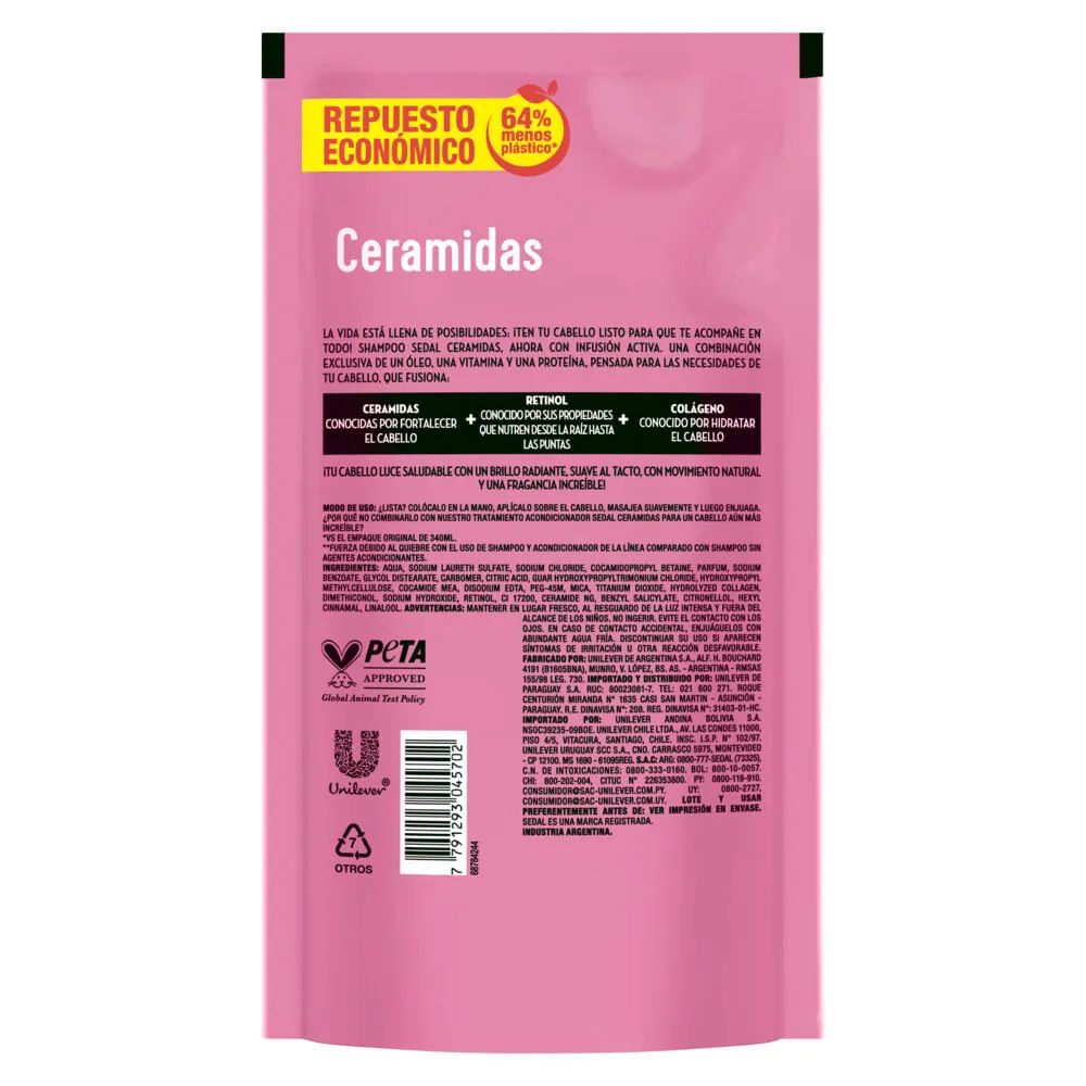 Sedal Shampoo Sedal ceramidas repuesto 300 cc.