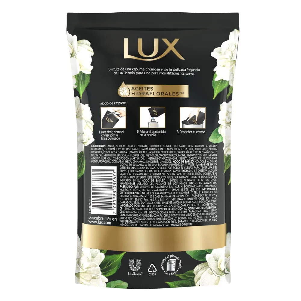 Lux Jabón Líquido para Manos Lux Jazmín Repuesto x 220 ml