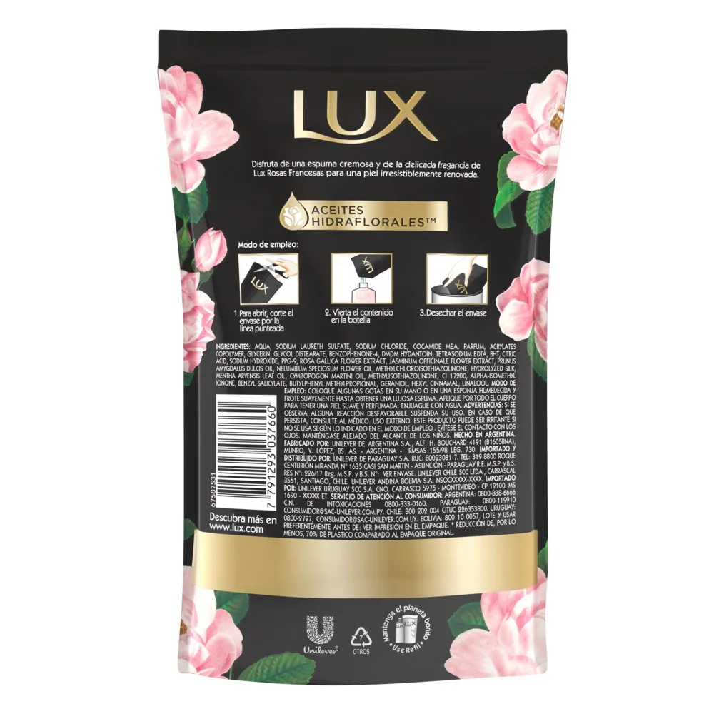Lux Jabón Líquido para Manos Lux Rosas Francesas Repuesto x 220 ml