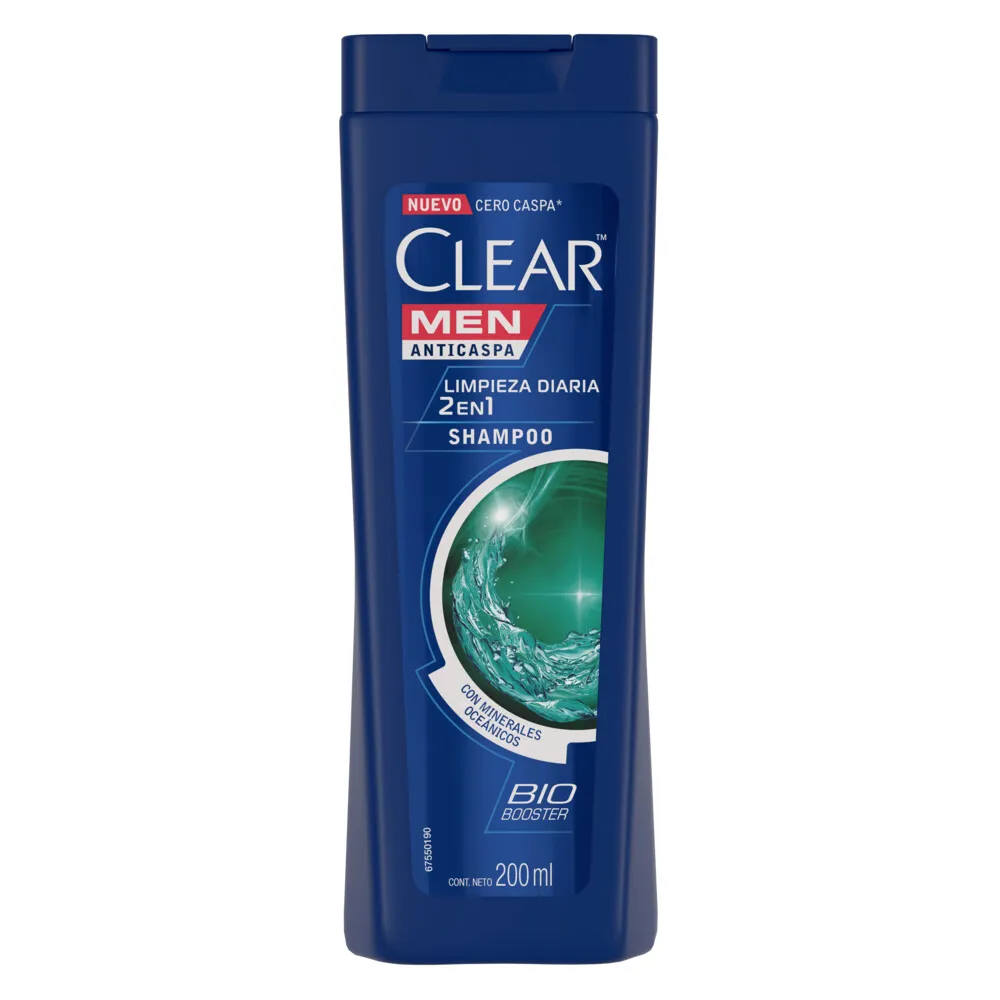 Clear Shampoo 2 en 1 Anticaspa Clear Limpieza Diaria x 200 ml
