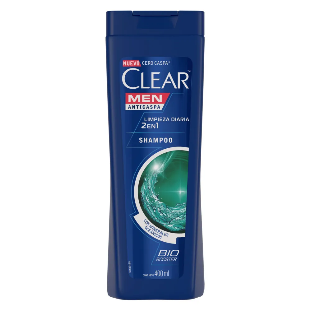 Clear Shampoo 2 en 1 Anticaspa Clear Limpieza Diaria x 400 ml