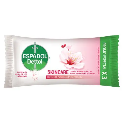Espadol Jabón de Tocador Espadol Dettol Skincare Antibacterial x 80 g x 3 un