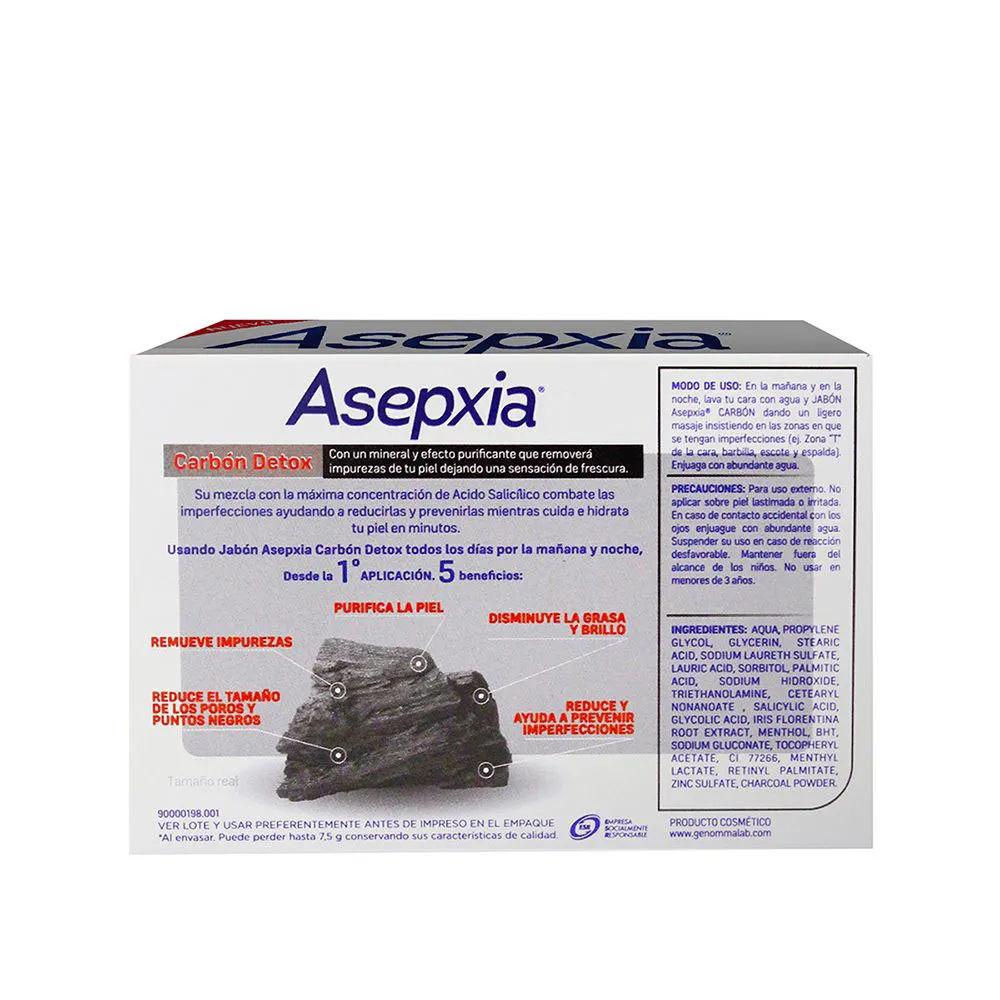 Asepxia Jabón en Barra Asepxia Carbón Detox x 100 g