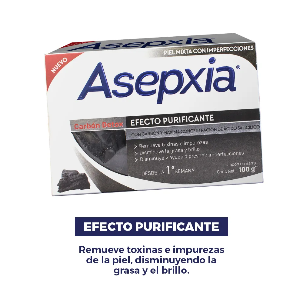Asepxia Jabón en Barra Asepxia Carbón Detox x 100 g