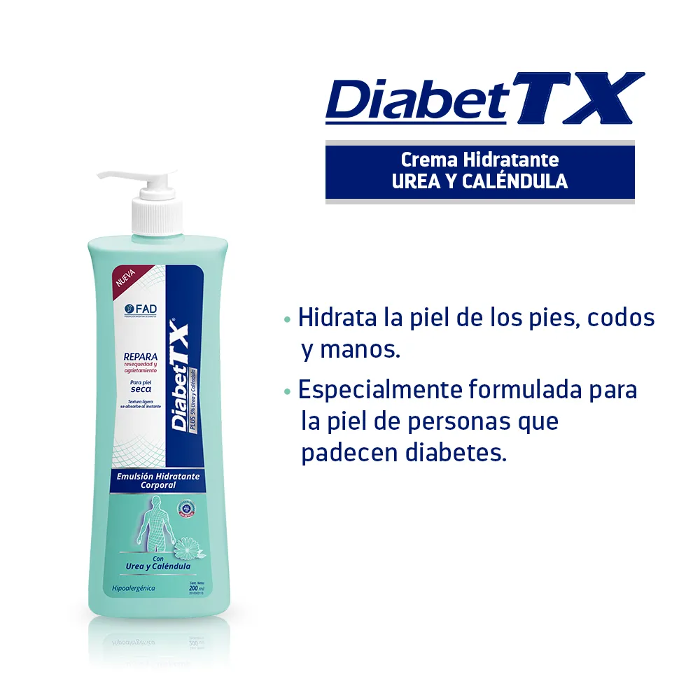 DiabetTX Crema Corporal DiabetTX Plus Urea 5% Caléndula 1% x 200 ml