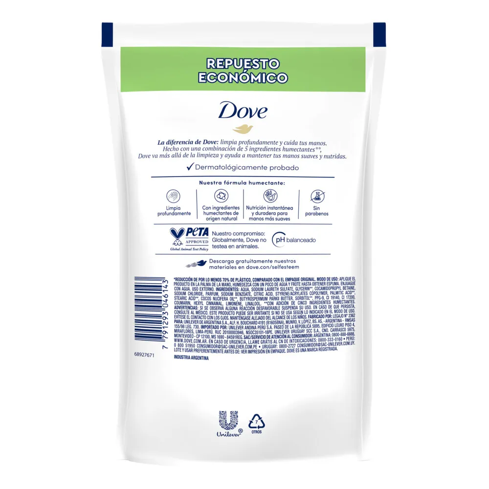 Dove Jabón Líquido Dove Doypack Cuidado Reconfortante x 220 ml