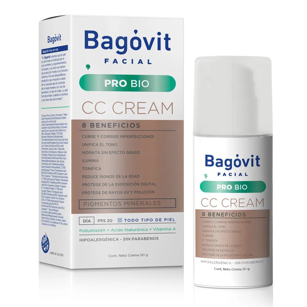 Bagóvit Crema Facial Bagóvit Pro Bio CC Cream Multiprotectora x 50 g