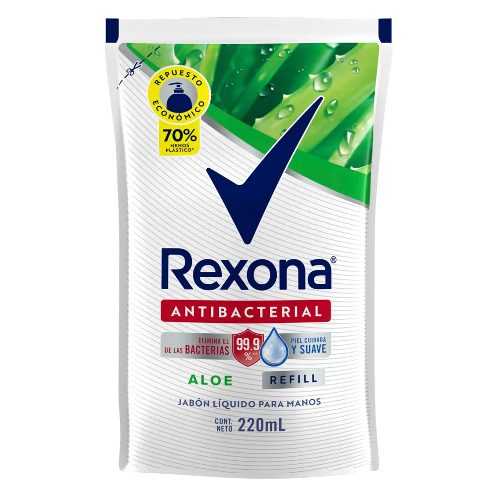 Rexona Jabón Líquido Antibacterial Rexona Aloe Repuesto x 220 ml