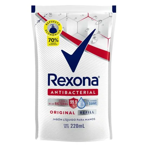 Rexona Jabón Líquido Antibacterial Rexona Original Repuesto x 220 ml