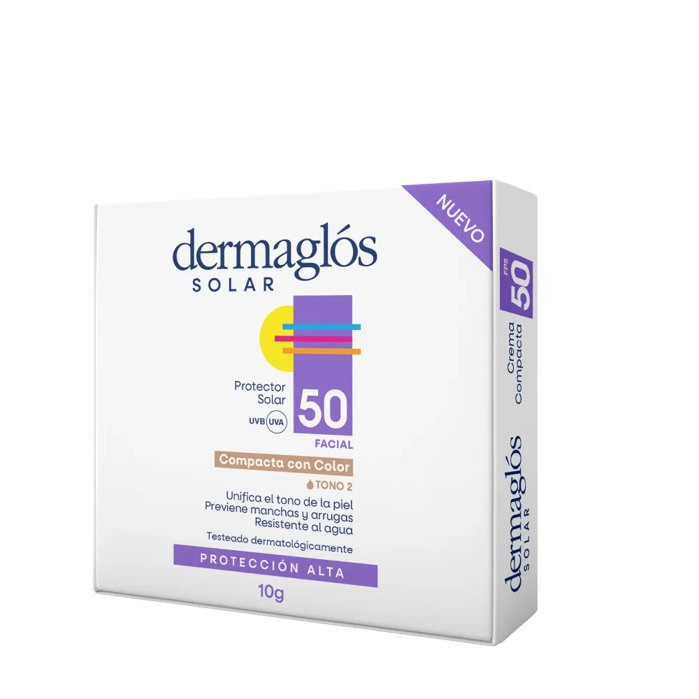 Dermaglós Protector Solar Facial Dermaglós Crema Compacta Fps 50+ Tono 2 x 10 g