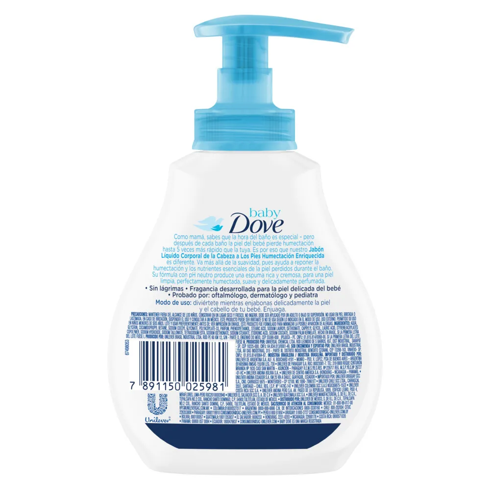 Dove Jabón Líquido Corporal Dove Baby Hidratación Enriquecida x 200 ml