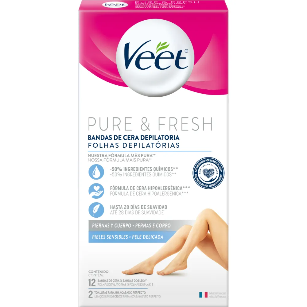 Veet Banda Depilatoria Veet Piernas y Cuerpo Piel Sensible x 12 un