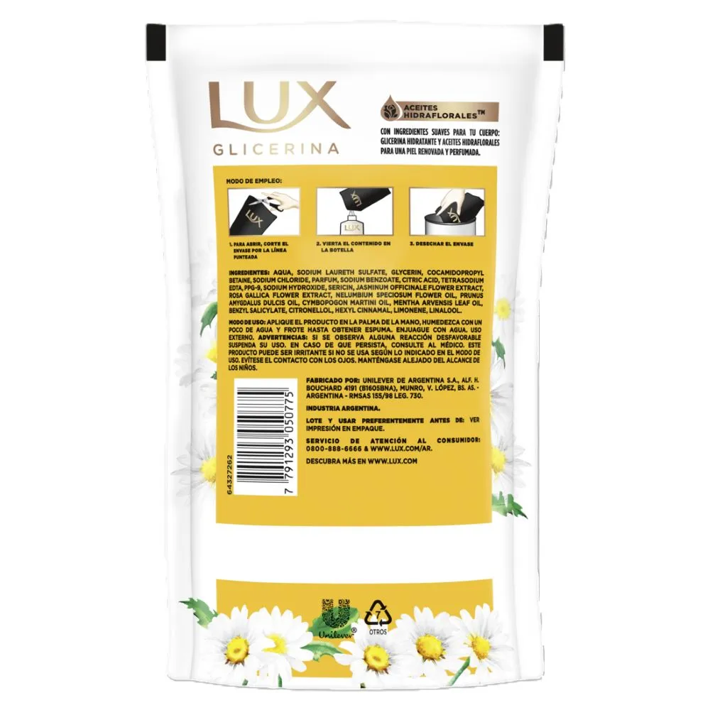 Lux Jabón Líquido Lux Glicerina Manzanilla Repuesto x 220 ml