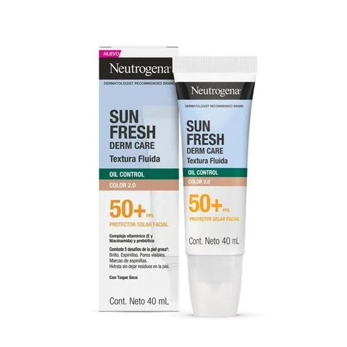 Neutrogena Protector Solar Facial Neutrogena Sun Fresh Oil Control Tono Medio Fluido Color 2.0 FPS 50+ x 40 ml