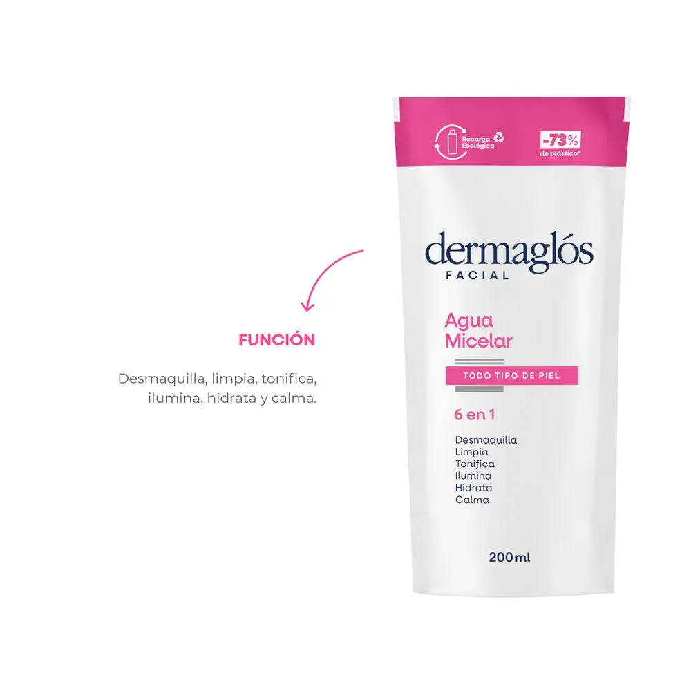 Dermaglós Agua Micelar Dermaglós 6 en 1 Repuesto x 200 ml