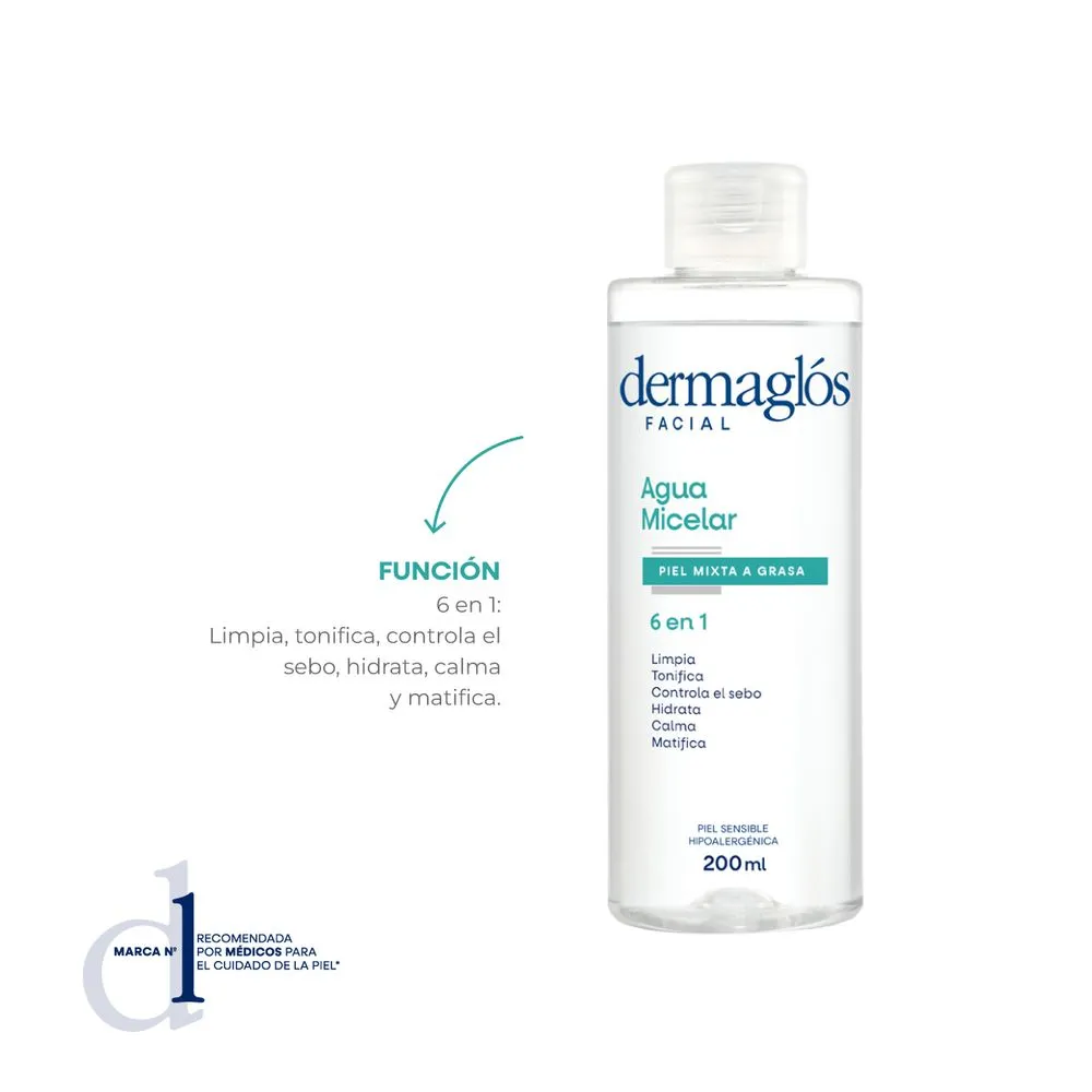 Dermaglós Agua Micelar Dermaglós Piel Mixta a Grasa x 200 ml