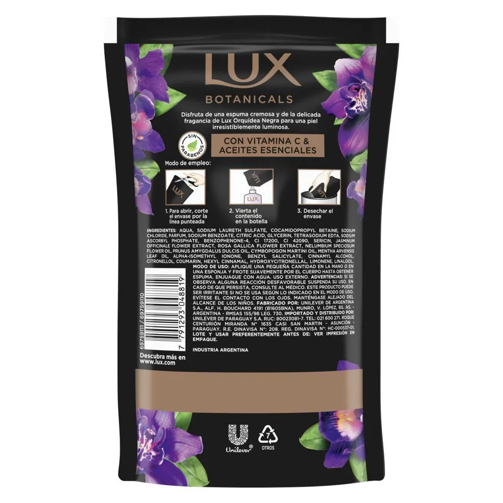 Lux Jabón Liquido para Manos Lux Orquídea Negra Repuesto x 220 ml