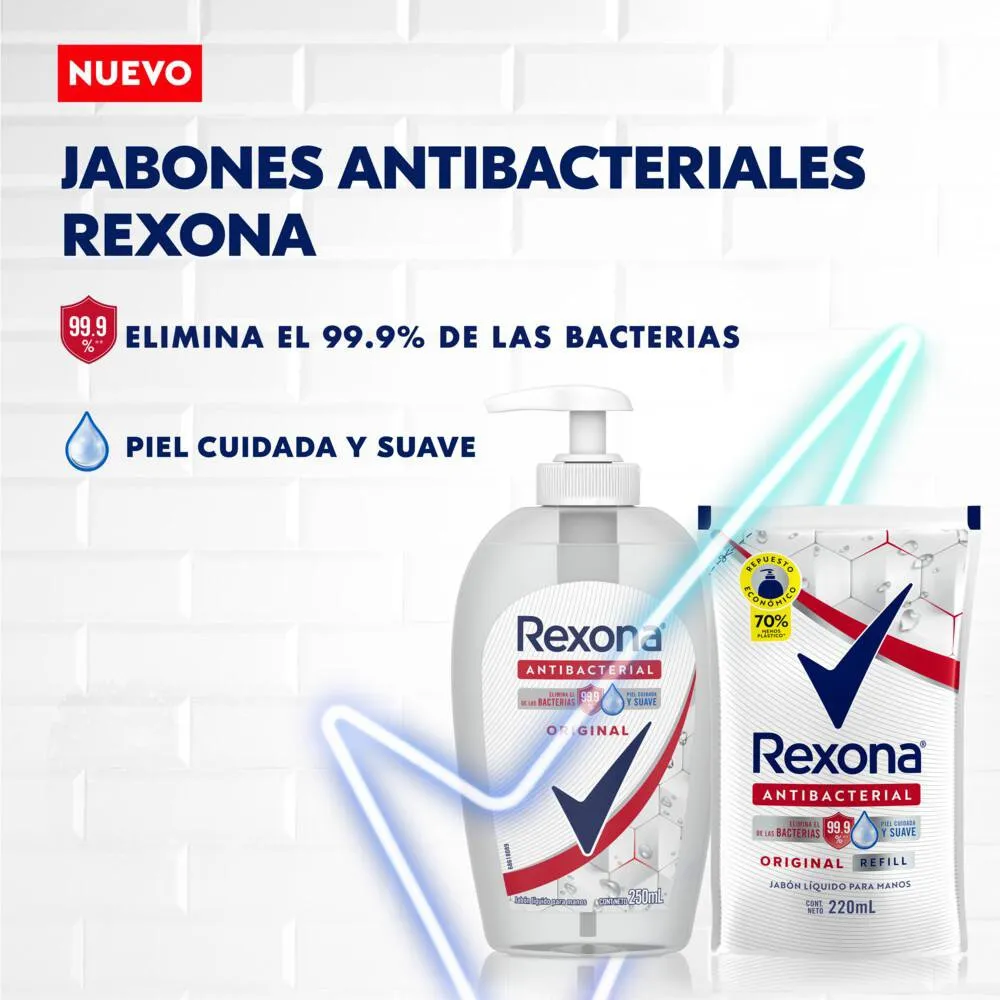 Rexona Jabón Líquido Antibacterial Rexona Original Repuesto x 220 ml