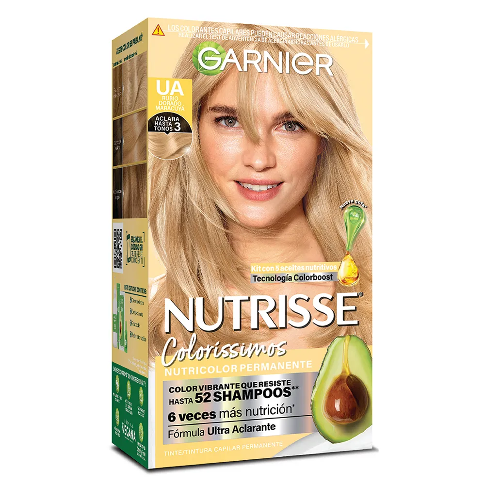 Garnier Kit Coloración Permanente Nutrisse Colorissimo UA Rubio Dorado Maracuyá x 45 g