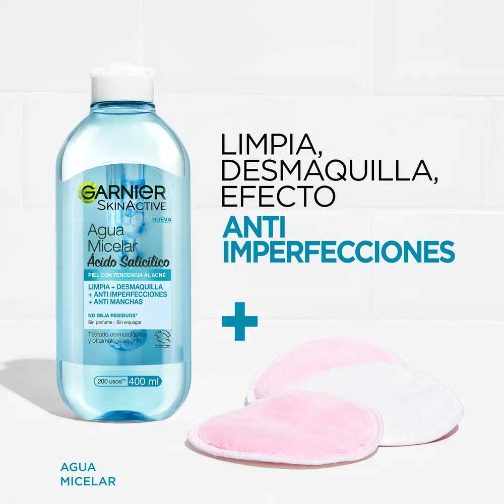 Garnier Agua Micelar Skin Garnier con Ácido Salicílico x 400 ml