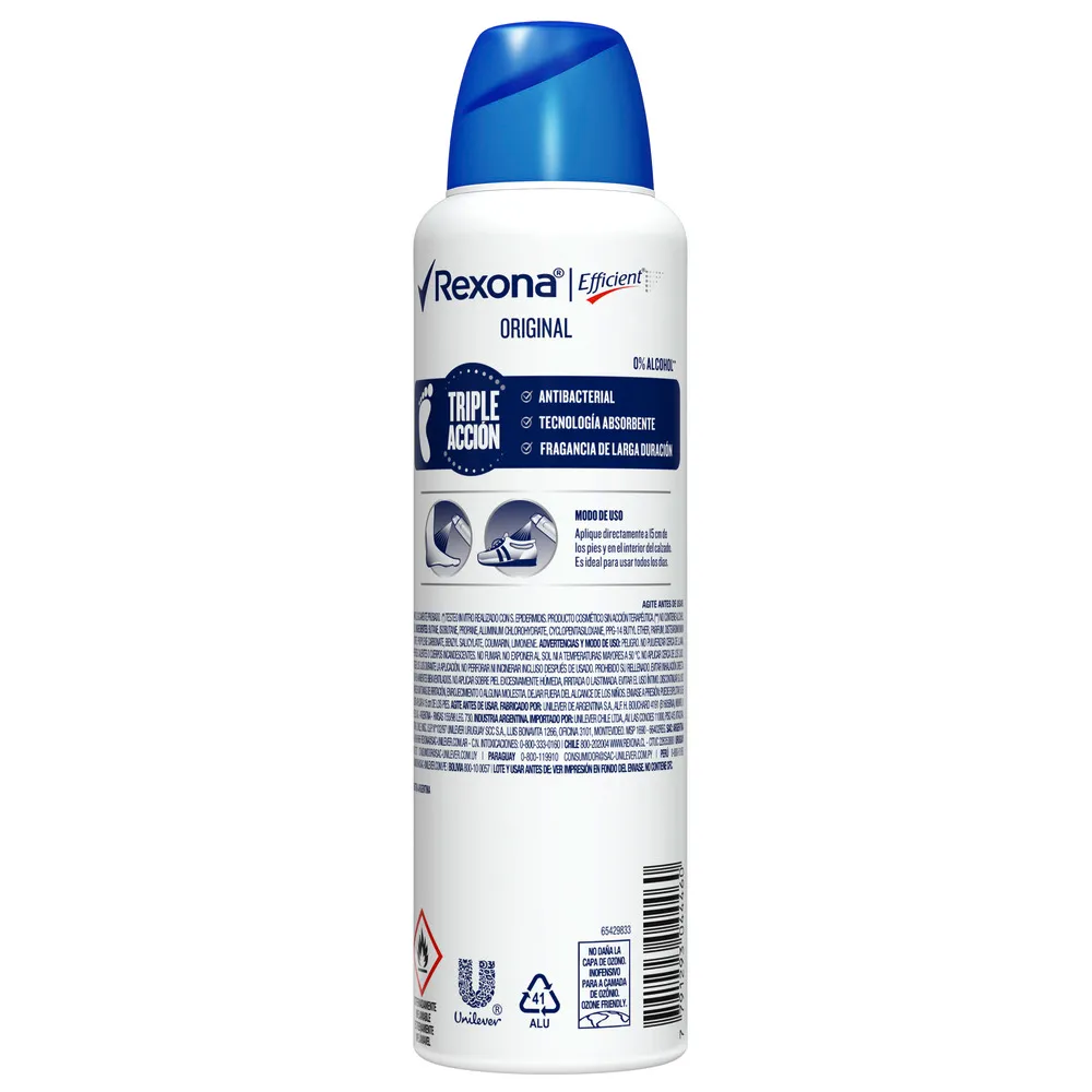 Rexona Desodorante para Pies Rexona Efficient Original en Aerosol x 153 ml