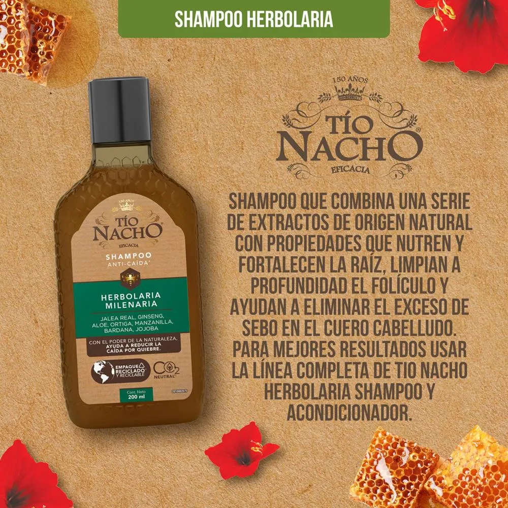 Tío Nacho Shampoo Tío Nacho Herbolaria Milenaria x 200 ml