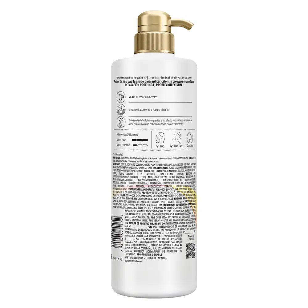 Pantene Shampoo Reparador Pantene Pro-V Miracles Keratina Repara y Protege x 510 ml