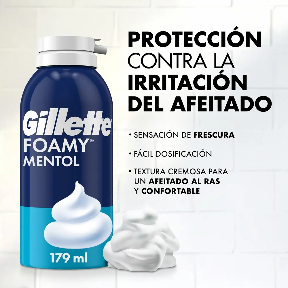 Gillette Espuma de Afeitar Gillette Foamy Mentol con Sensación Refrescante x 179 ml