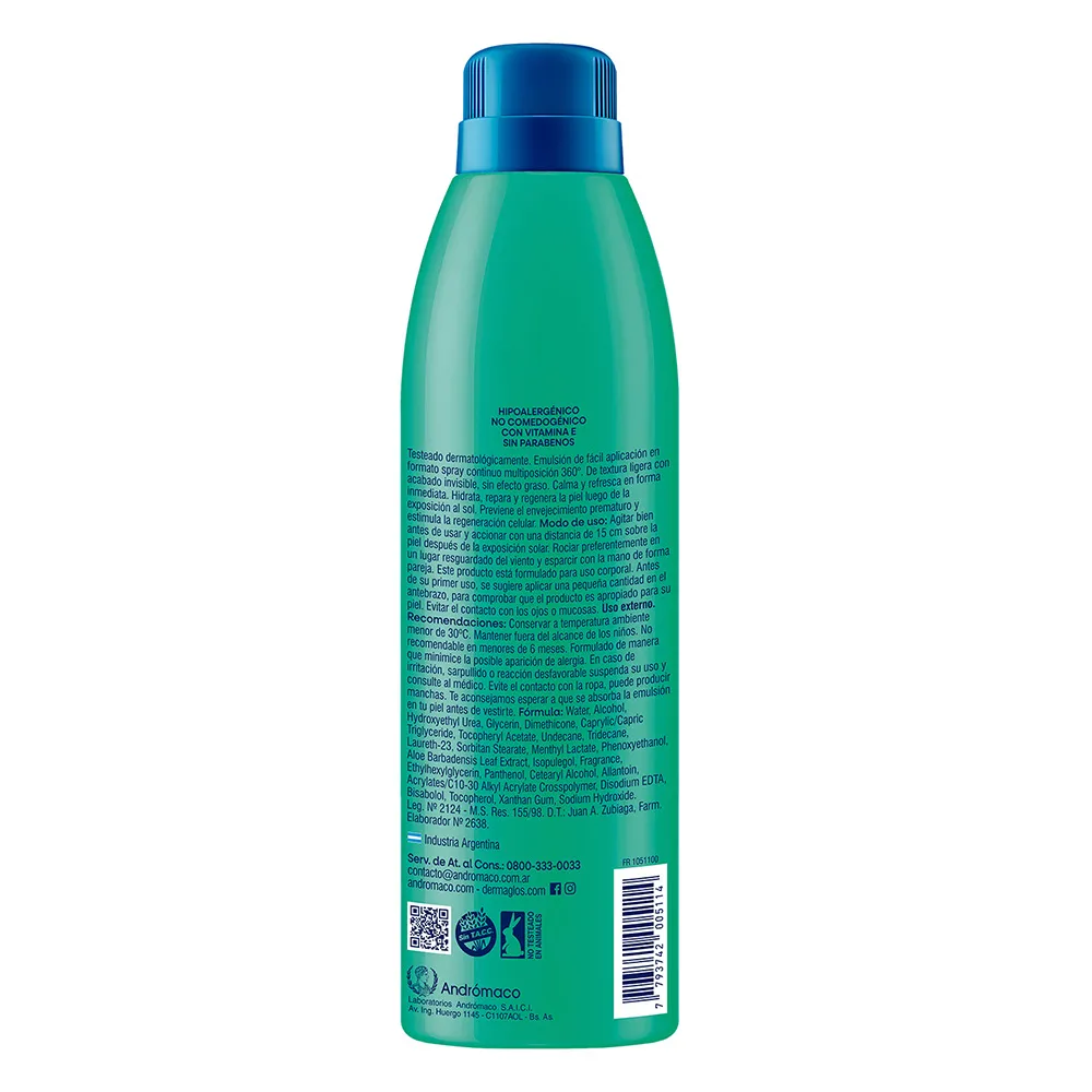 Dermaglós Emulsión Post Solar Dermaglós Extrarefrescante Spray Continuo x 170 ml