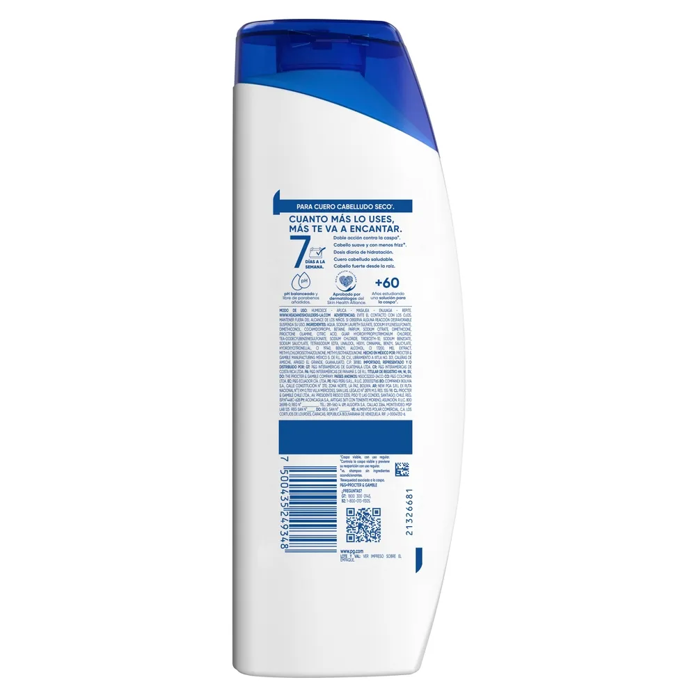 Head and Shoulders Shampoo Head & Shoulders Anti-Resequedad Nutrición Diaria, Miel y Aceites Esenciales x 375 ml