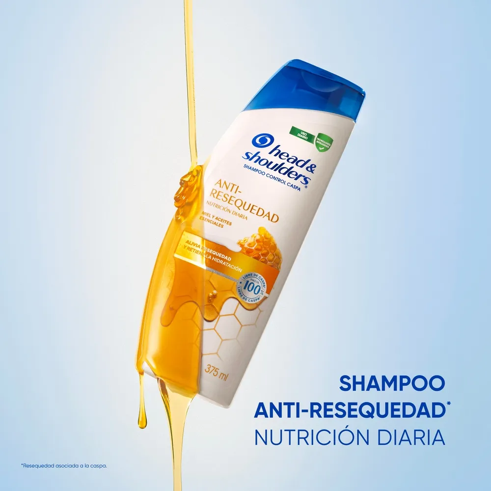 Head and Shoulders Shampoo Head & Shoulders Anti-Resequedad Nutrición Diaria, Miel y Aceites Esenciales x 375 ml