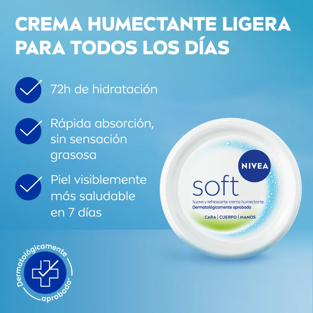 Nivea Crema Hidratante Intensiva Nivea Soft Uso Diario x 100 ml