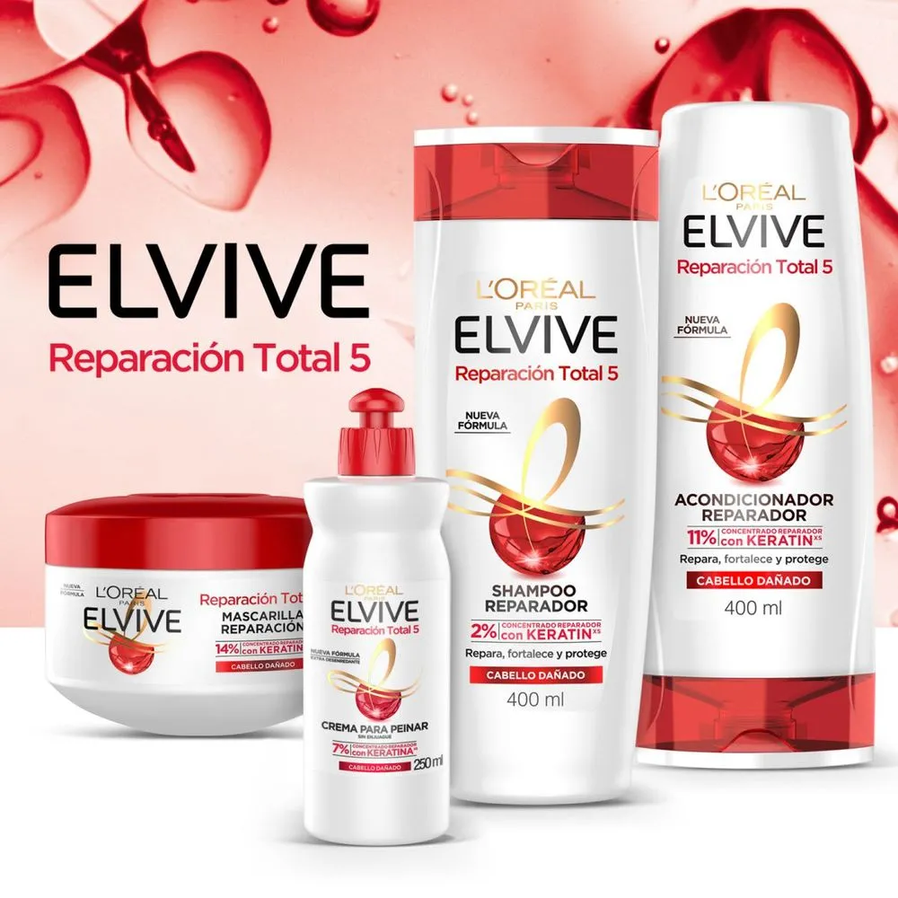Elvive Crema para peinara reparacion total 5 keratin 250 ml