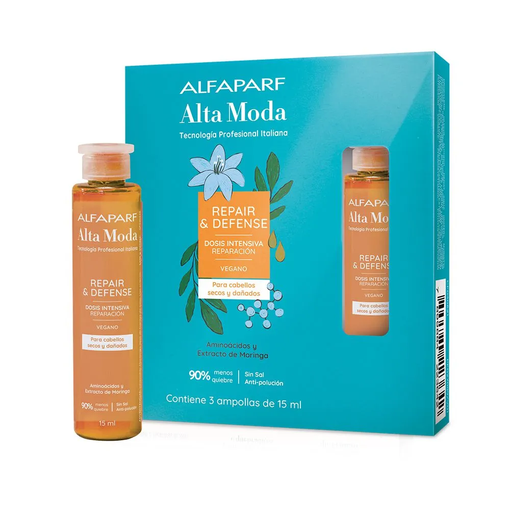 alfaparf alta moda Ampolla repair & defense 15 ml (3 unidades)