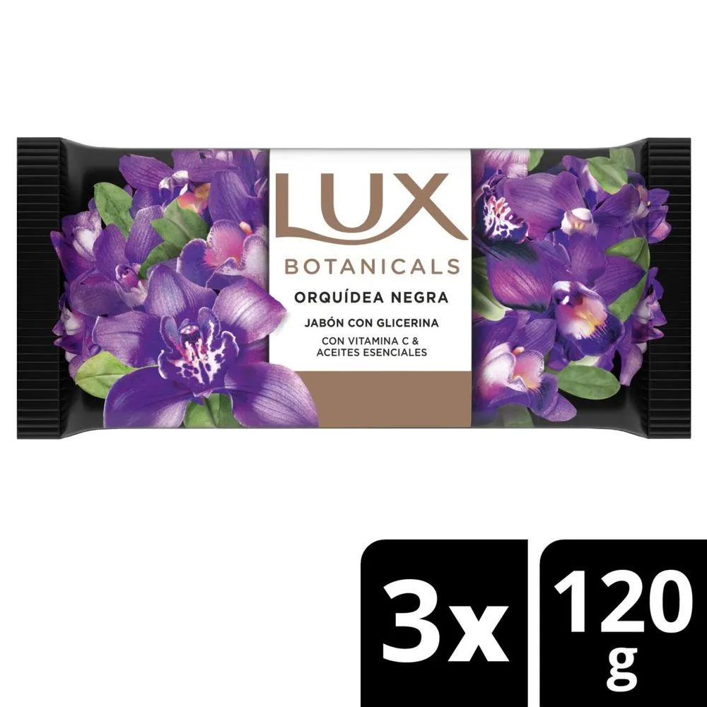 Lux Jabón en barra orquidea negra 120 gr (3 unidades)