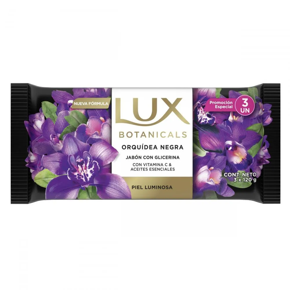 Lux Jabón en barra orquidea negra 120 gr (3 unidades)