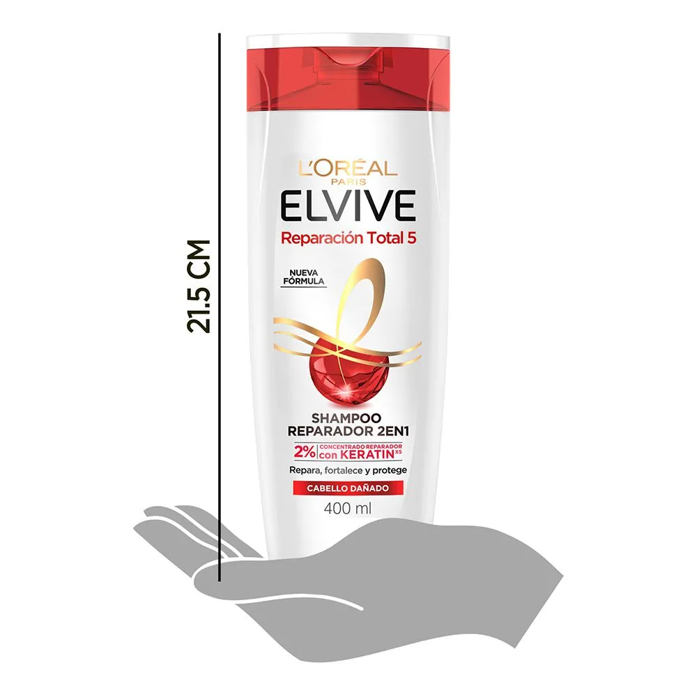 Elvive Shampoo reparación total 2en1 keratin 400 ml