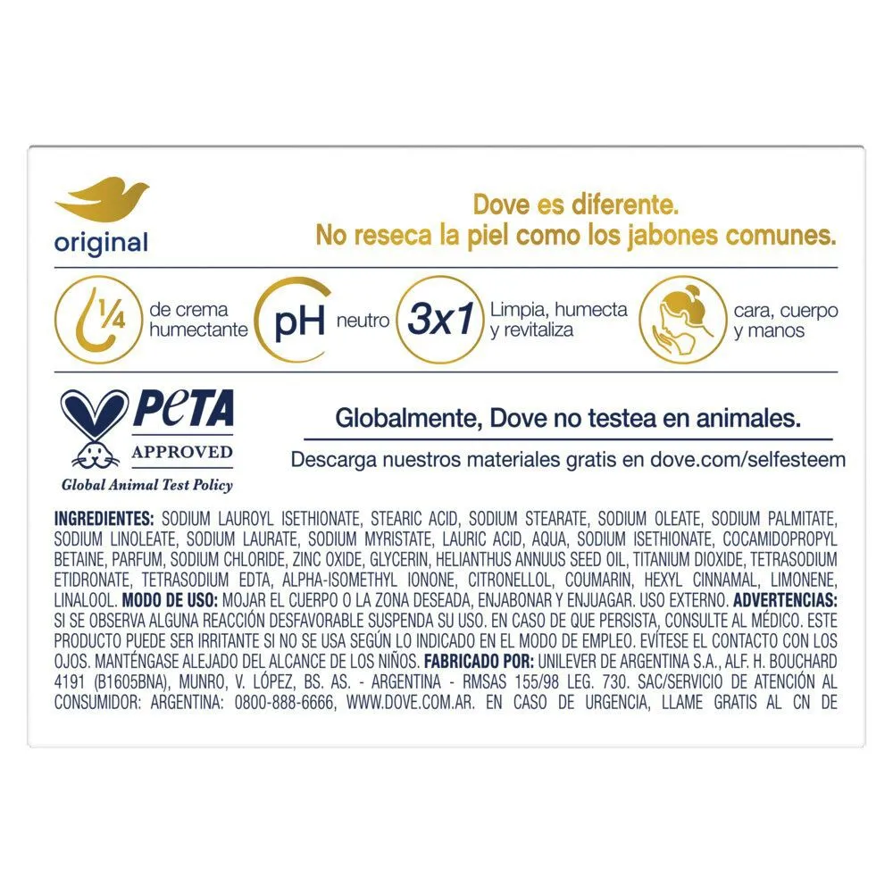 Dove Jabón en Barra Original Individual 90 g